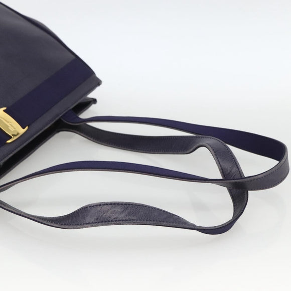 Salvatore Ferragamo Vala Tote Bag Leather Purple Gold Auth BSZ080