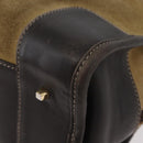 LOEWE Anagram Americana 28 Hand Bag Suede Leather Beige Gold Auth BSZ081-16