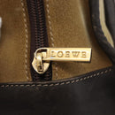 LOEWE Anagram Americana 28 Hand Bag Suede Leather Beige Gold Auth BSZ081-17