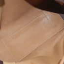 LOEWE Anagram Americana 28 Hand Bag Suede Leather Beige Gold Auth BSZ081-10