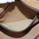 LOEWE Anagram Americana 28 Hand Bag Suede Leather Beige Gold Auth BSZ081-11