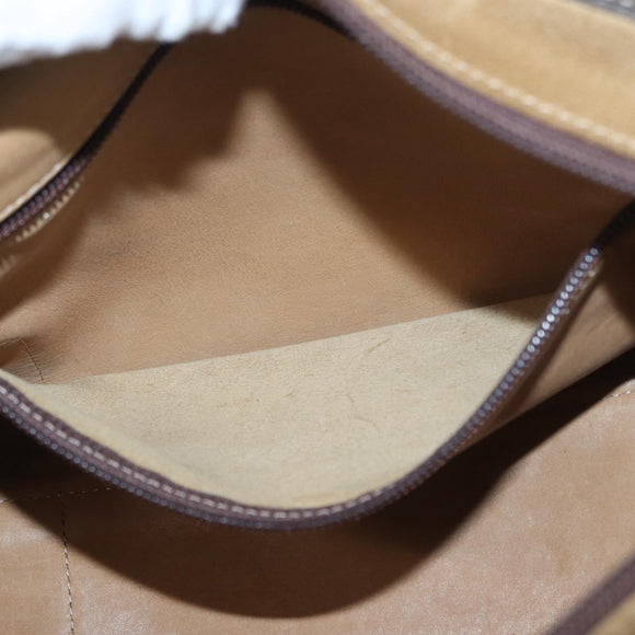 LOEWE Anagram Americana 28 Hand Bag Suede Leather Beige Gold Auth BSZ081