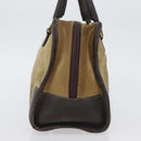LOEWE Anagram Americana 28 Hand Bag Suede Leather Beige Gold Auth BSZ081-3
