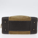 LOEWE Anagram Americana 28 Hand Bag Suede Leather Beige Gold Auth BSZ081-5