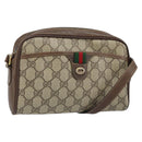 GUCCI GG Supreme Web Sherry Line Bag PVC Beige Gold 116 02 089 Auth BSZ082-1