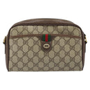 GUCCI GG Supreme Web Sherry Line Bag PVC Beige Gold 116 02 089 Auth BSZ082-2
