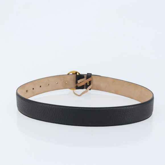 GUCCI Belt Leather 39"" Black Gold 245884 214351 85 34 Auth BSZ094