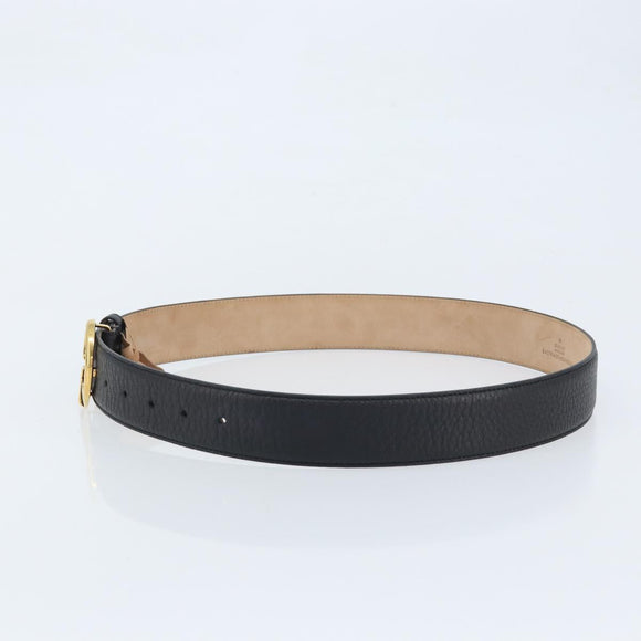 GUCCI Belt Leather 39"" Black Gold 245884 214351 85 34 Auth BSZ094
