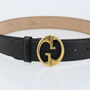 GUCCI Belt Leather 39"" Black Gold 245884 214351 85 34 Auth BSZ094-5