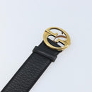 GUCCI Belt Leather 39"" Black Gold 245884 214351 85 34 Auth BSZ094-8