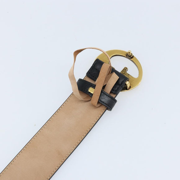 GUCCI Belt Leather 39"" Black Gold 245884 214351 85 34 Auth BSZ094