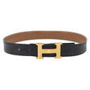 HERMES Constance Reversible Belt Leather 30.7"" Black Auth BSZ096-1