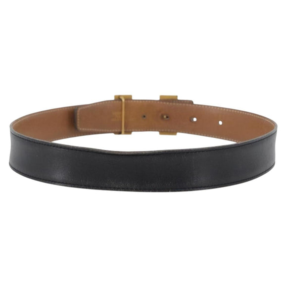 HERMES Constance Reversible Belt Leather 30.7"" Black Auth BSZ096