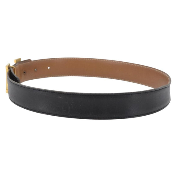 HERMES Constance Reversible Belt Leather 30.7"" Black Auth BSZ096