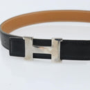 HERMES Constance Mini Reversible Belt Leather 29.1"" Black Auth BSZ097-5