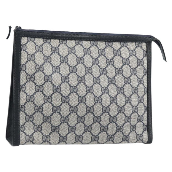 GUCCI GG Supreme Clutch PVC Navy Auth BSZ101