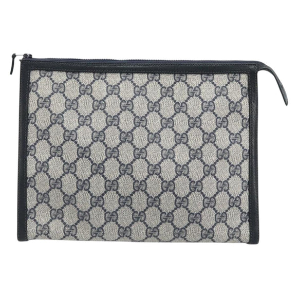 GUCCI GG Supreme Clutch PVC Navy Auth BSZ101