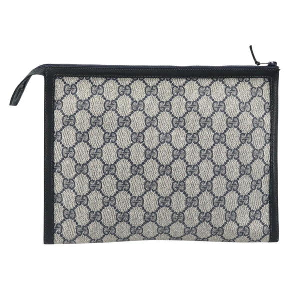 GUCCI GG Supreme Clutch PVC Navy Auth BSZ101