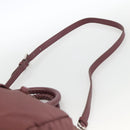 PRADA Hand Bag Nylon 2way Bordeaux Silver Auth BSZ102A-15