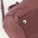 PRADA Hand Bag Nylon 2way Bordeaux Silver Auth BSZ102A-16