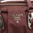 PRADA Hand Bag Nylon 2way Bordeaux Silver Auth BSZ102A-19