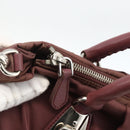 PRADA Hand Bag Nylon 2way Bordeaux Silver Auth BSZ102A-10