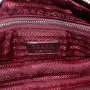 PRADA Hand Bag Nylon 2way Bordeaux Silver Auth BSZ102A-20