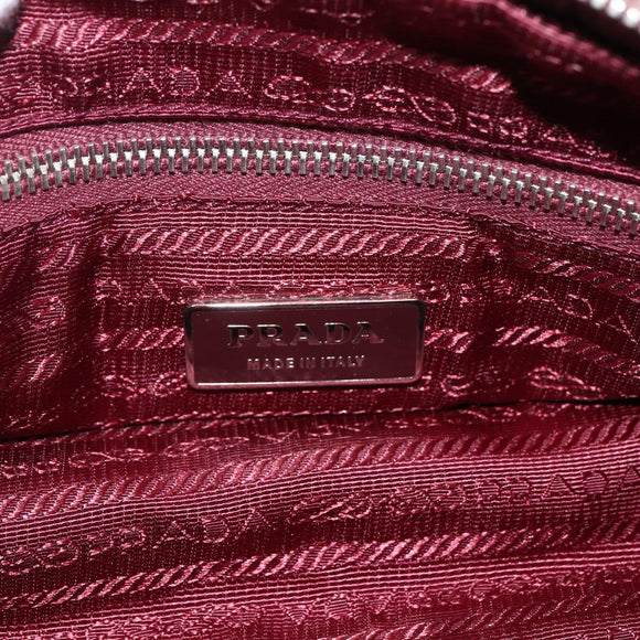 PRADA Hand Bag Nylon 2way Bordeaux Silver Auth BSZ102A