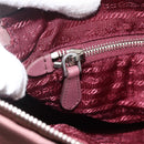 PRADA Hand Bag Nylon 2way Bordeaux Silver Auth BSZ102A-23