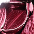 PRADA Hand Bag Nylon 2way Bordeaux Silver Auth BSZ102A-24