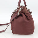 PRADA Hand Bag Nylon 2way Bordeaux Silver Auth BSZ102A-4