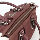 PRADA Hand Bag Nylon 2way Bordeaux Silver Auth BSZ102A-6