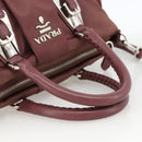 PRADA Hand Bag Nylon 2way Bordeaux Silver Auth BSZ102A-7