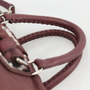 PRADA Hand Bag Nylon 2way Bordeaux Silver Auth BSZ102A-14