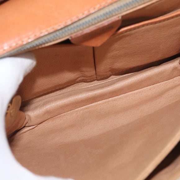 CELINE Macadam Canvas Shoulder Bag PVC Beige Gold Auth BSZ103