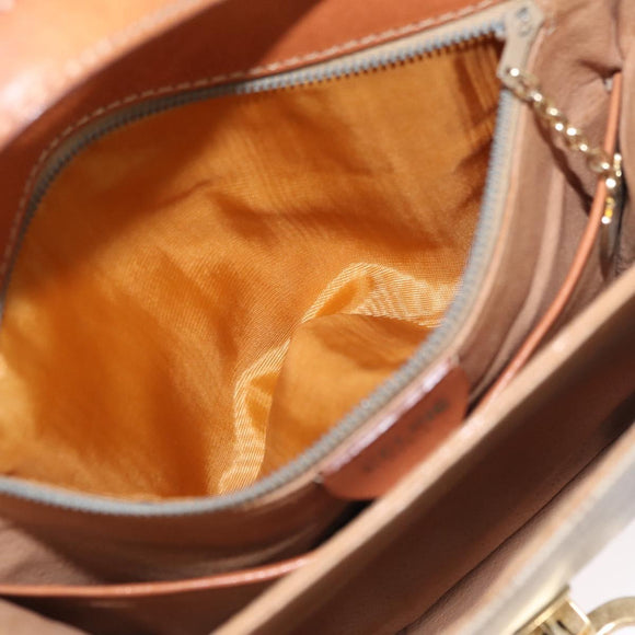 CELINE Macadam Canvas Shoulder Bag PVC Beige Gold Auth BSZ103
