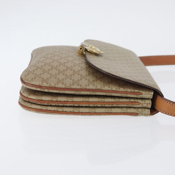 CELINE Macadam Canvas Shoulder Bag PVC Beige Gold Auth BSZ103