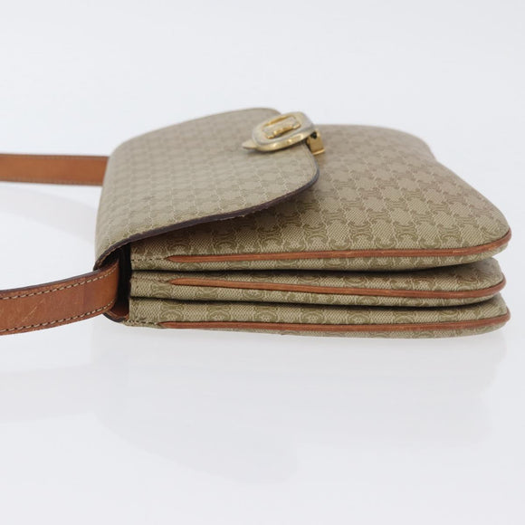 CELINE Macadam Canvas Shoulder Bag PVC Beige Gold Auth BSZ103