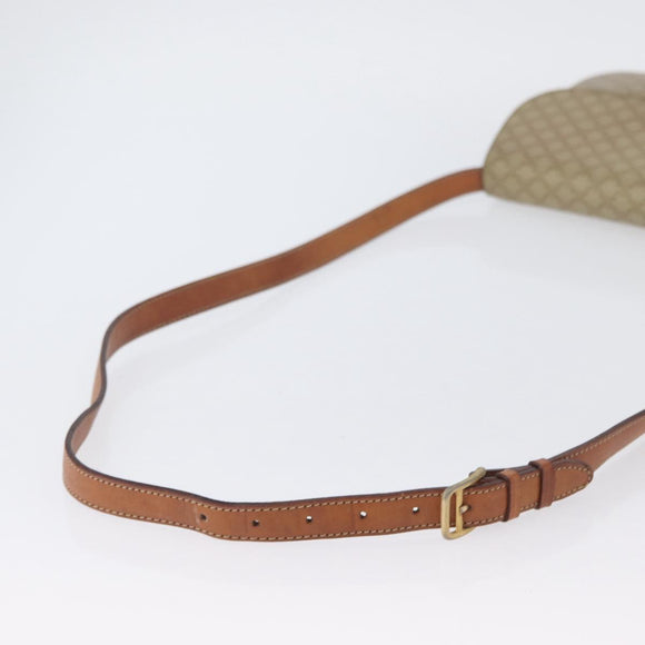 CELINE Macadam Canvas Shoulder Bag PVC Beige Gold Auth BSZ103