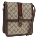 GUCCI GG Supreme Web Sherry Line Bag PVC Beige Gold 89 02 077 Auth BSZ106-1