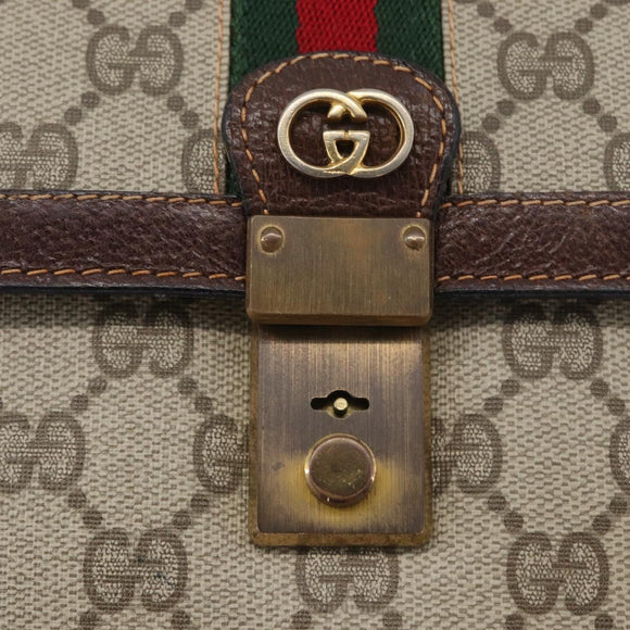 GUCCI GG Supreme Web Sherry Line Bag PVC Beige Gold 89 02 077 Auth BSZ106