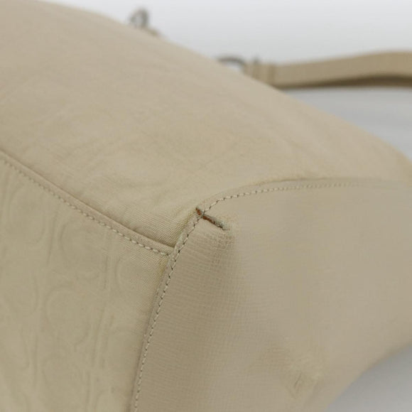 Salvatore Ferragamo Shoulder Bag Canvas Beige Silver Auth BSZ107
