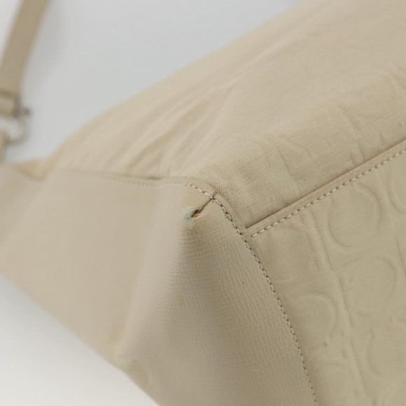 Salvatore Ferragamo Shoulder Bag Canvas Beige Silver Auth BSZ107