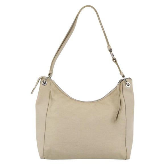 Salvatore Ferragamo Shoulder Bag Canvas Beige Silver Auth BSZ107