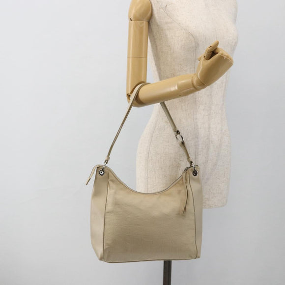 Salvatore Ferragamo Shoulder Bag Canvas Beige Silver Auth BSZ107
