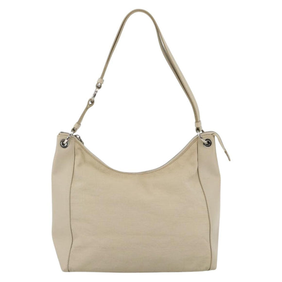 Salvatore Ferragamo Shoulder Bag Canvas Beige Silver Auth BSZ107