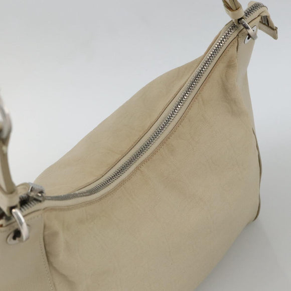 Salvatore Ferragamo Shoulder Bag Canvas Beige Silver Auth BSZ107