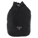 PRADA Drawstring Pouch Nylon Black Auth BSZ108-2