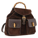 GUCCI Bamboo Backpack Leather Brown Gold 003 2058 0016 Auth BSZ111-1