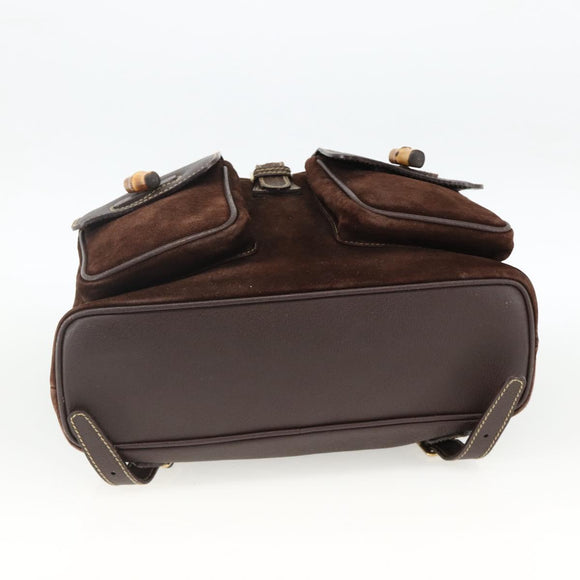 GUCCI Bamboo Backpack Leather Brown Gold 003 2058 0016 Auth BSZ111